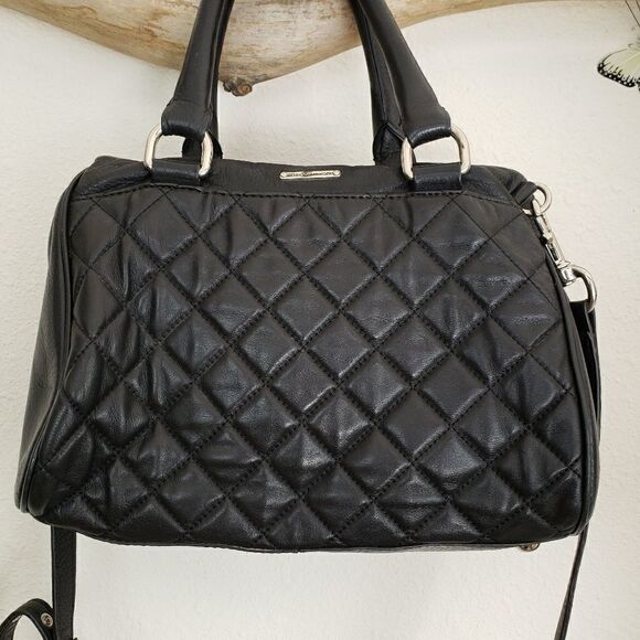 Rebecca minkoff quilted black leather satchel - Picture 1 of 8